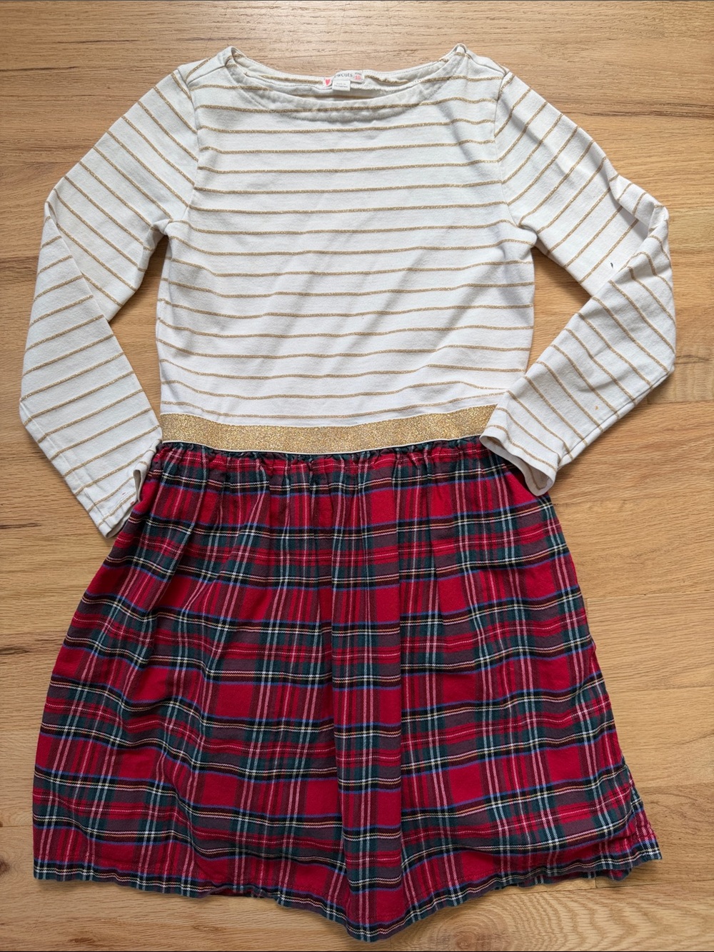 Crewcuts J. Crew cute mixed pattern holiday dress girls sz 10